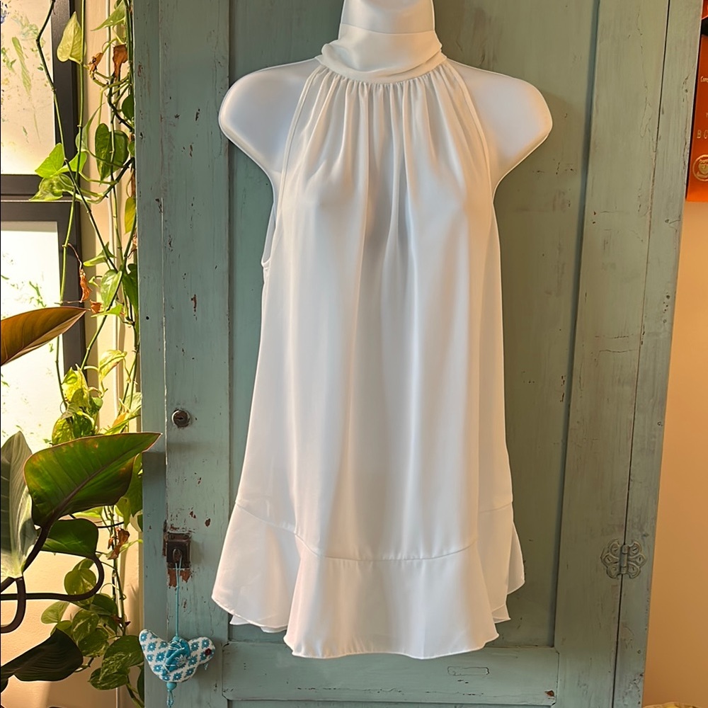 Max Studio White Ruffled Blouse
